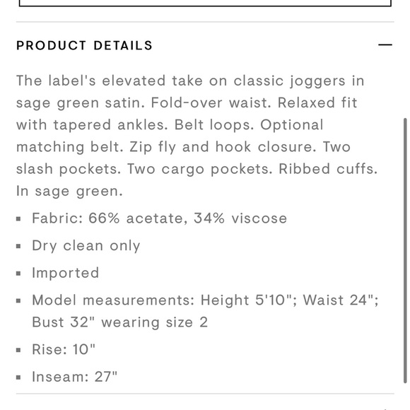 NWOT 3.1 PHILLIP LIM Satin Foldover Waist Joggers - Picture 10 of 10